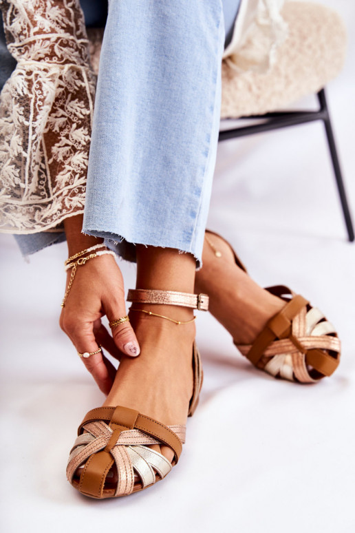 Kožené Dámske sandále Máciejka 01924-32 zlato-Hnedá farba Kožené Dámske sandále Máciejka 01924-32 zlato-Hnedá farba