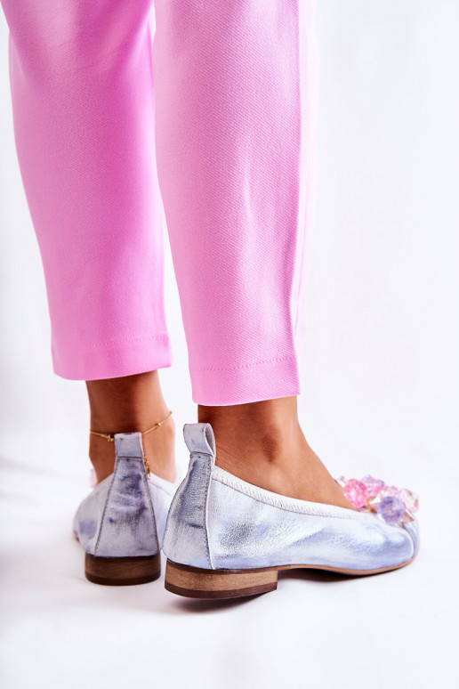 Zazoo 2749 Dámske Balerínky so svietiacimi otvormi biely-Modrá