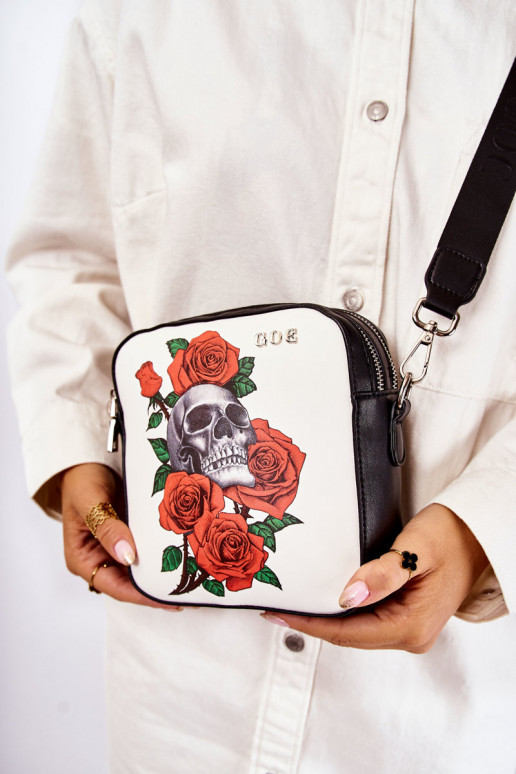 Kožená kabelka Poštárka IN Tlačiť GOE ZNJ012 Čierna a-biely Kožená kabelka Poštárka IN Tlačiť GOE ZNJ012 Čierna a-biely