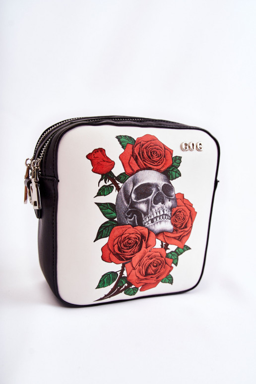 Kožená kabelka Poštárka IN Tlačiť GOE ZNJ012 Čierna a-biely Kožená kabelka Poštárka IN Tlačiť GOE ZNJ012 Čierna a-biely