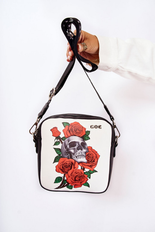 Kožená kabelka Poštárka IN Tlačiť GOE ZNJ012 Čierna a-biely Kožená kabelka Poštárka IN Tlačiť GOE ZNJ012 Čierna a-biely