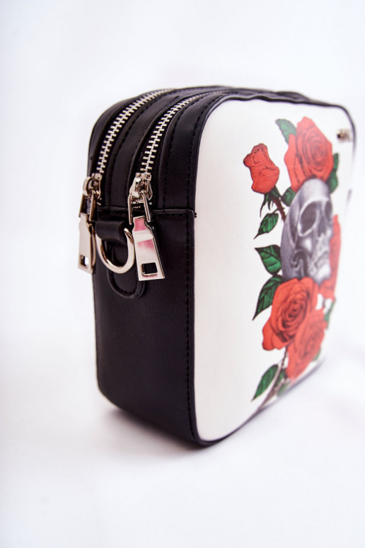 Kožená kabelka Poštárka IN Tlačiť GOE ZNJ012 Čierna a-biely Kožená kabelka Poštárka IN Tlačiť GOE ZNJ012 Čierna a-biely