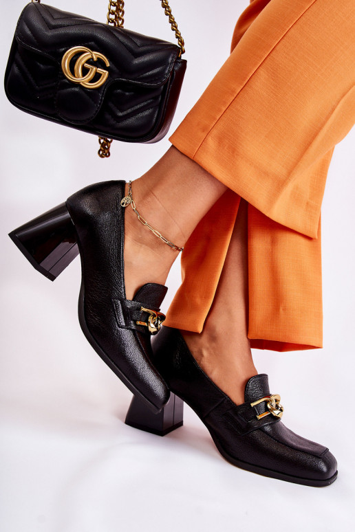 Kožené Topánky s reťazami Laura Messi 2515 čierna Kožené Topánky s reťazami Laura Messi 2515 čierna