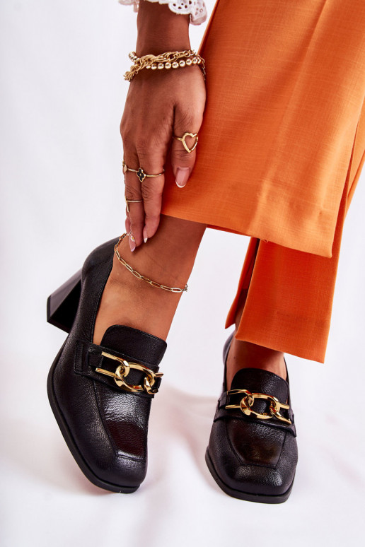 Kožené Topánky s reťazami Laura Messi 2515 čierna Kožené Topánky s reťazami Laura Messi 2515 čierna