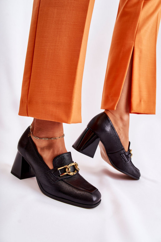 Kožené Topánky s reťazami Laura Messi 2515 čierna Kožené Topánky s reťazami Laura Messi 2515 čierna