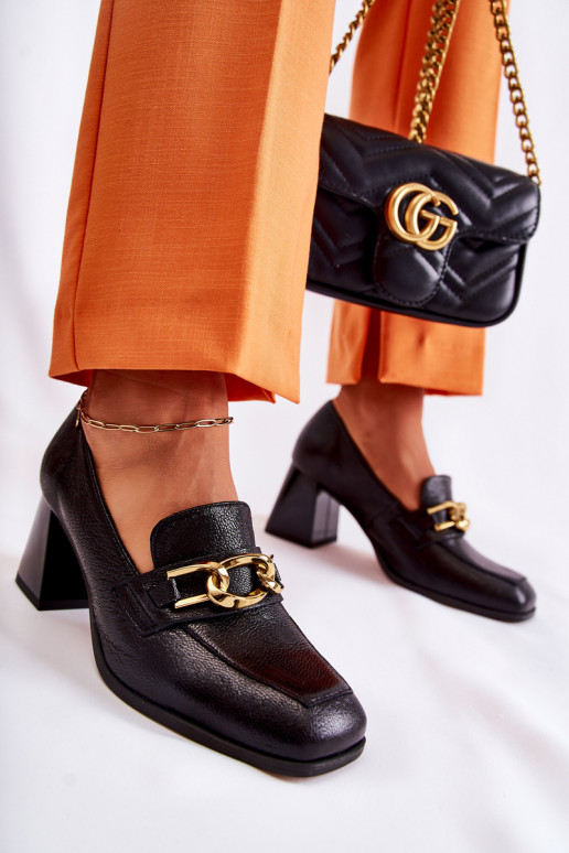 Kožené Topánky s reťazami Laura Messi 2515 čierna Kožené Topánky s reťazami Laura Messi 2515 čierna