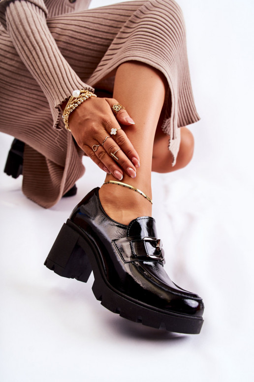 Elegantný štýl topánky s podpätkami So striebornou ozdobou čierna Lemar Harmell