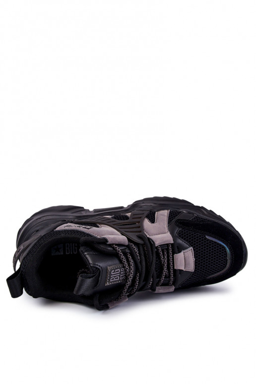 Jednoduché pánske Športový štýl topánky Big Star KK174054 čierna Jednoduché pánske Športový štýl topánky Big Star KK174054 čierna