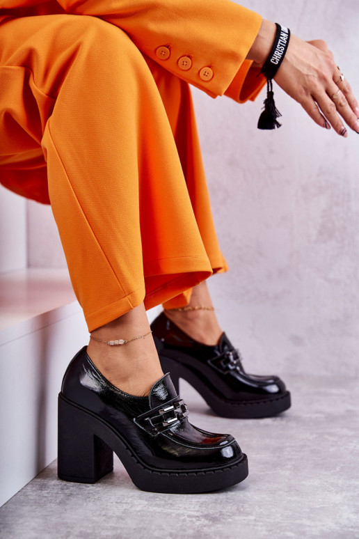 s lakovým efektom topánky Zapnuté masívnom póle čierna Lemar Jaime