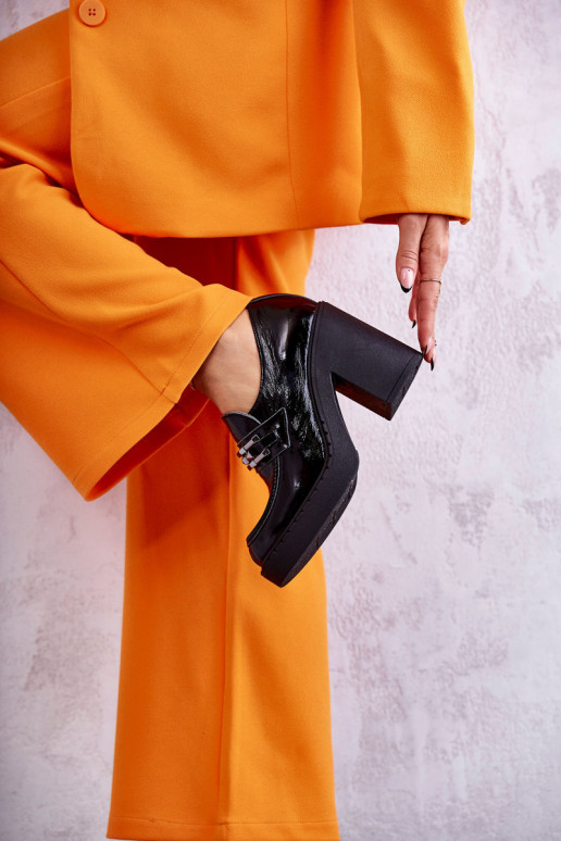 s lakovým efektom topánky Zapnuté masívnom póle čierna Lemar Jaime