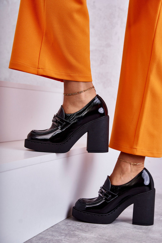 s lakovým efektom topánky Zapnuté masívnom póle čierna Lemar Jaime