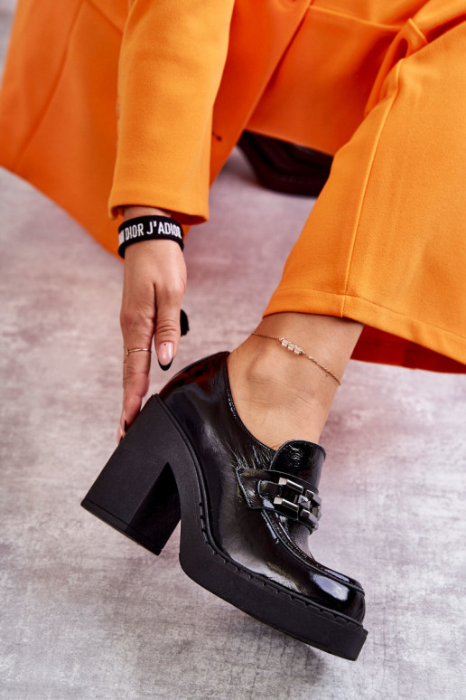 s lakovým efektom topánky Zapnuté masívnom póle čierna Lemar Jaime