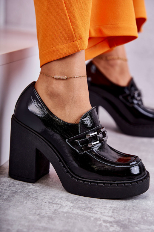 s lakovým efektom topánky Zapnuté masívnom póle čierna Lemar Jaime