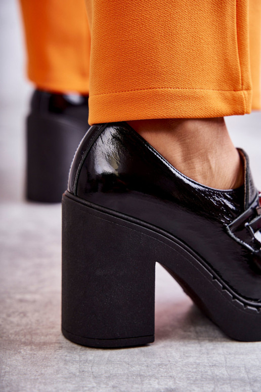 s lakovým efektom topánky Zapnuté masívnom póle čierna Lemar Jaime