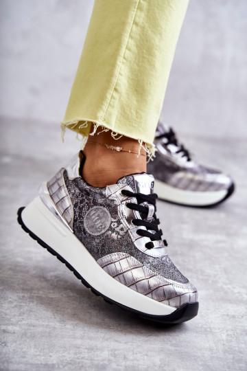 Dámske tenisky Zapnuté INedge GOE KK2N4083 strieborná farba