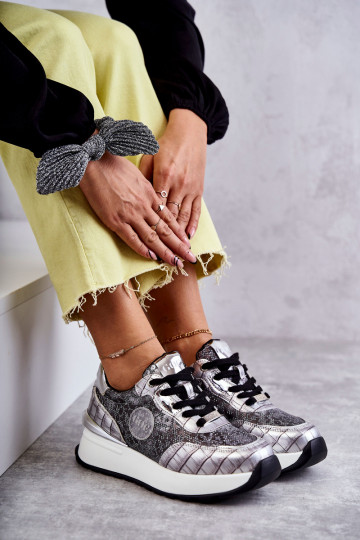 Dámske tenisky Zapnuté INedge GOE KK2N4083 strieborná farba 2