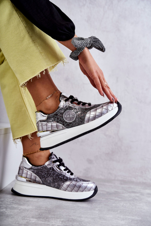 Dámske tenisky Zapnuté INedge GOE KK2N4083 strieborná farba