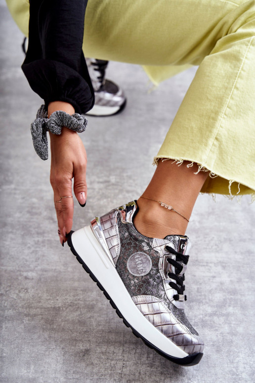 Dámske tenisky Zapnuté INedge GOE KK2N4083 strieborná farba