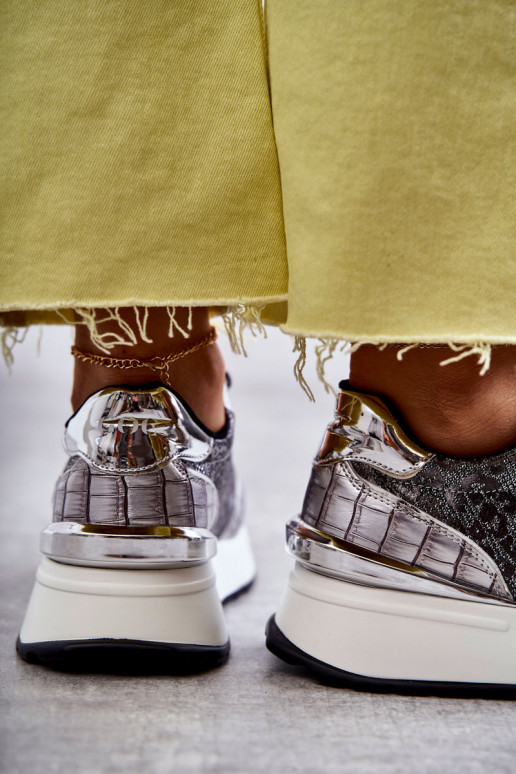 Dámske tenisky Zapnuté INedge GOE KK2N4083 strieborná farba