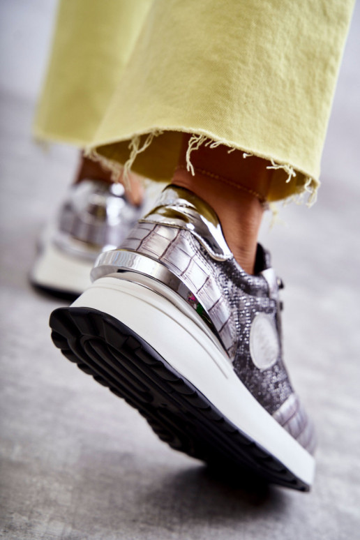 Dámske tenisky Zapnuté INedge GOE KK2N4083 strieborná farba