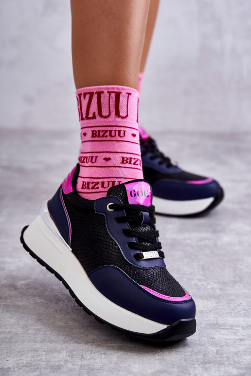 Dámske tenisky Zapnuté INedge GOE KK2N4081 Čierna a-tmavomodrá