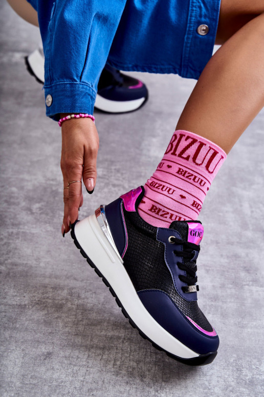 Dámske tenisky Zapnuté INedge GOE KK2N4081 Čierna a-tmavomodrá