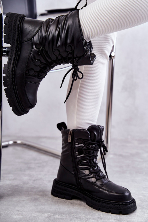 Dámske Snehule so šnúrkami GOE KK2N4017 čierna Dámske Snehule so šnúrkami GOE KK2N4017 čierna