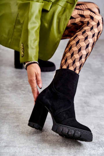 Semišové topánky s podpätkami čierna Elia 2