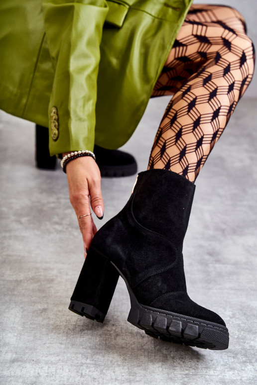 Semišové topánky s podpätkami čierna Elia