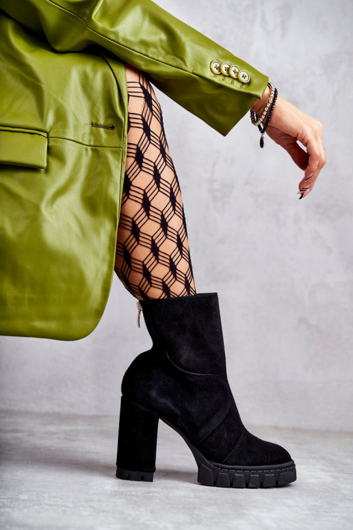 Semišové topánky s podpätkami čierna Elia