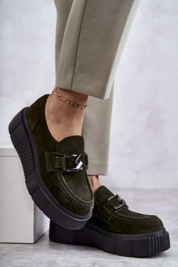 Módne zo semišu topánky s platformou khaki farby Lemar Mársol