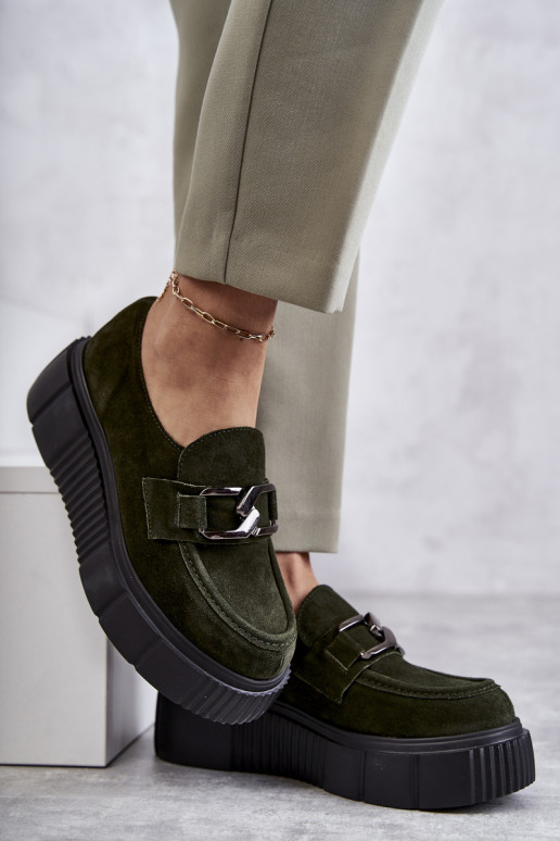 Módne zo semišu topánky s platformou khaki farby Lemar Mársol