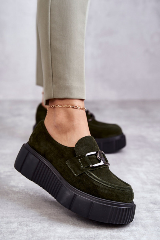 Módne zo semišu topánky s platformou khaki farby Lemar Mársol