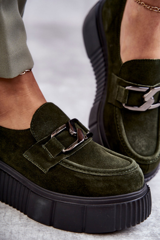 Módne zo semišu topánky s platformou khaki farby Lemar Mársol