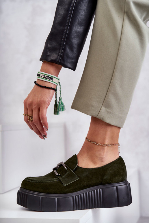 Módne zo semišu topánky s platformou khaki farby Lemar Mársol