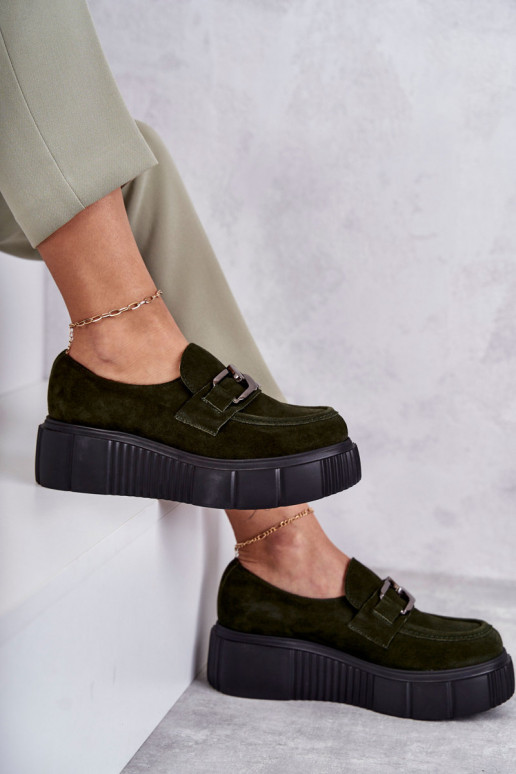 Módne zo semišu topánky s platformou khaki farby Lemar Mársol