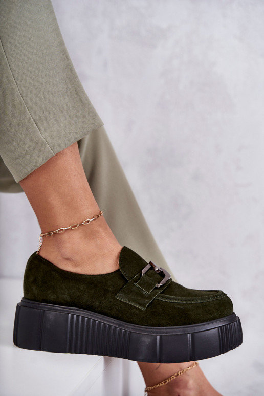 Módne zo semišu topánky s platformou khaki farby Lemar Mársol