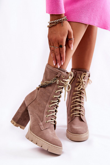 Semišové topánky so šnúrkami LeInski Shoes 3244/G béžová