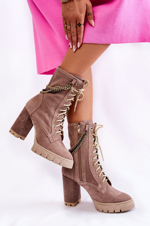 Semišové topánky so šnúrkami LeInski Shoes 3244/G béžová