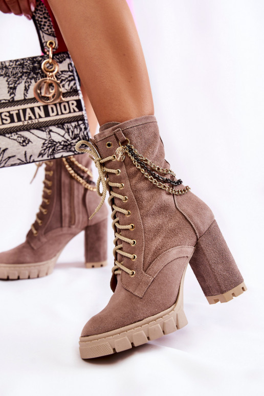 Semišové topánky so šnúrkami LeInski Shoes 3244/G béžová