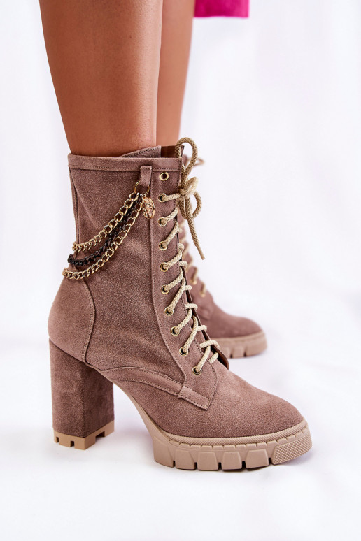 Semišové topánky so šnúrkami LeInski Shoes 3244/G béžová