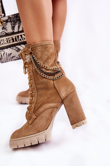 Semišové topánky so šnúrkami LeInski Shoes 3244/G béžová 2