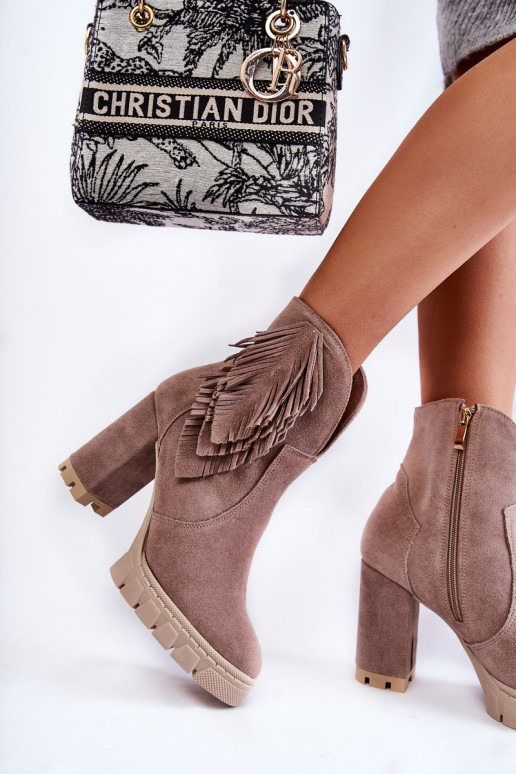 Semišové topánky s platformou LeInski Shoes 3251 farba cappuccino