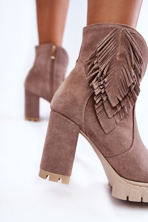 Semišové topánky s platformou LeInski Shoes 3251 farba cappuccino