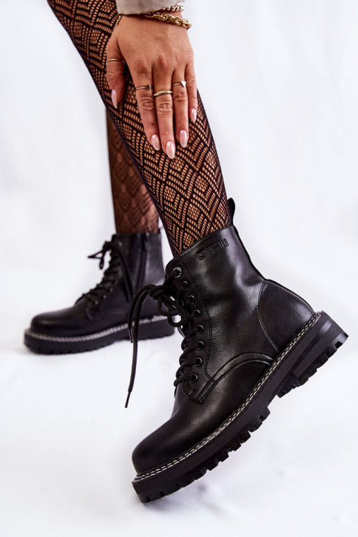 Dámske Čižmy s platformou Big Star KK274538 čierna