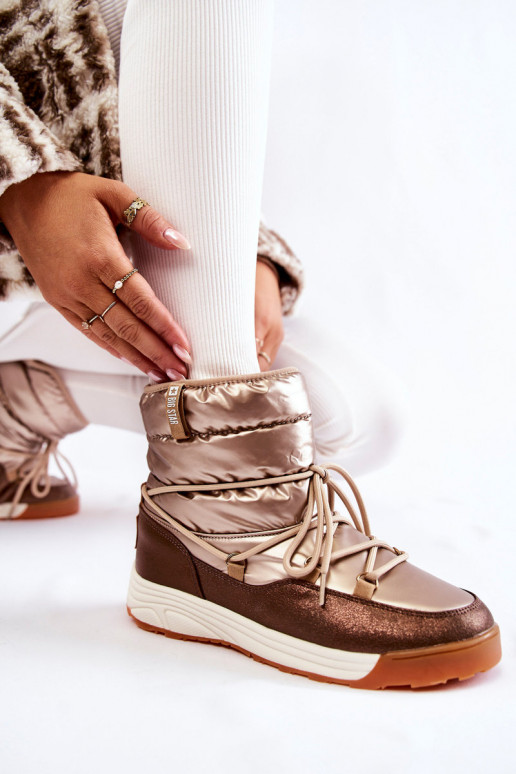 Dámske Snehule Memory Foam Big Star KK274276 zlato-Hnedá farba Dámske Snehule Memory Foam Big Star KK274276 zlato-Hnedá farba