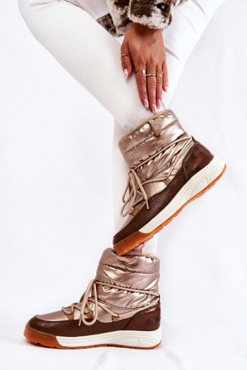 Dámske Snehule Memory Foam Big Star KK274276 zlato-Hnedá farba 2