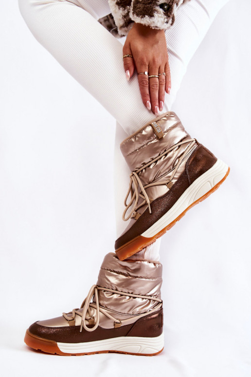 Dámske Snehule Memory Foam Big Star KK274276 zlato-Hnedá farba Dámske Snehule Memory Foam Big Star KK274276 zlato-Hnedá farba