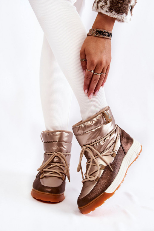 Dámske Snehule Memory Foam Big Star KK274276 zlato-Hnedá farba Dámske Snehule Memory Foam Big Star KK274276 zlato-Hnedá farba