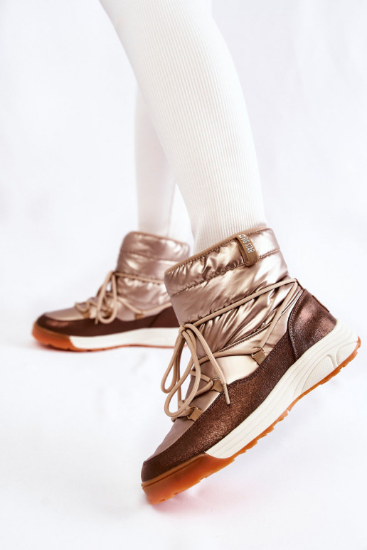 Dámske Snehule Memory Foam Big Star KK274276 zlato-Hnedá farba Dámske Snehule Memory Foam Big Star KK274276 zlato-Hnedá farba